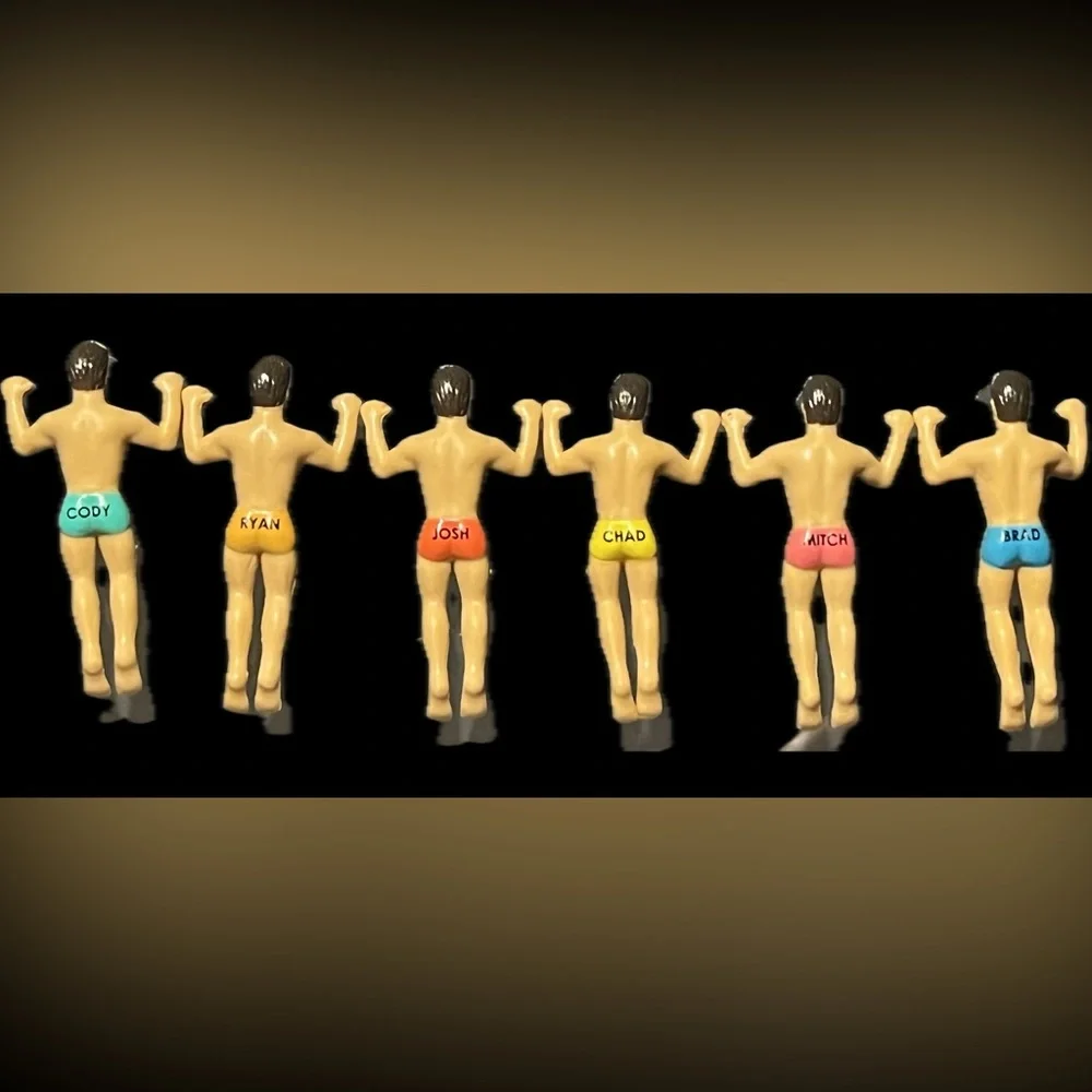 🍷NWOT 6 Wine Glass Markers | Speedo-Wearing Men | Caucasian